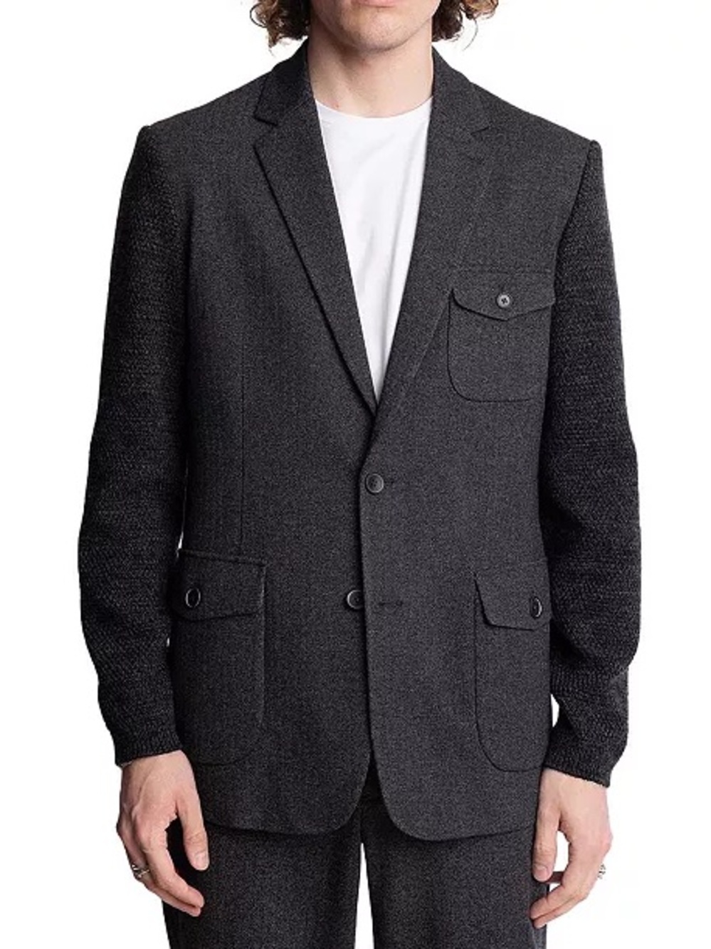 Paisley & Gray Men's Charcoal Knit-Sleeve Blazer